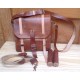 Bolso alforja cartuchera de cuero y madera vintage LIQUIDACIÓN